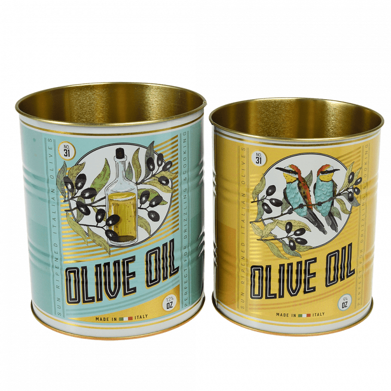 Rex London Medium Storage Tins (set Of 2) - OLIVE OIL