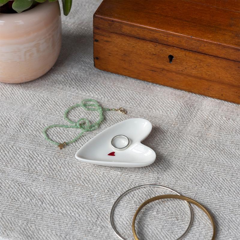 rex london Mini glossy ceramic trinket dish - Heart