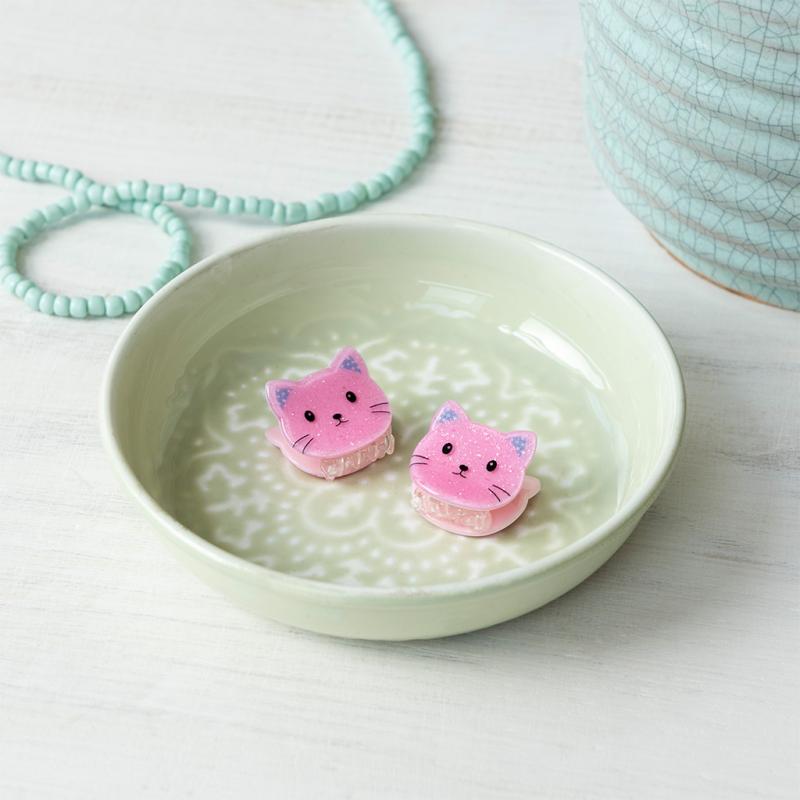 rex london Mini hair claw clips (set of 2) - Pink cats