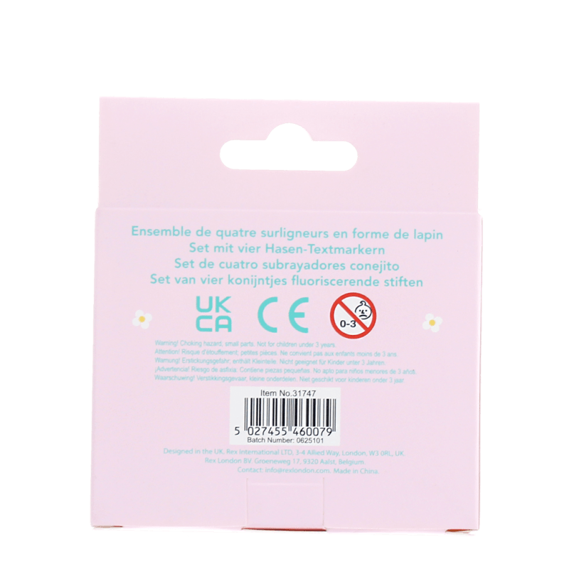 Rex London Mini Highlighters (set Of 4) - Bunny