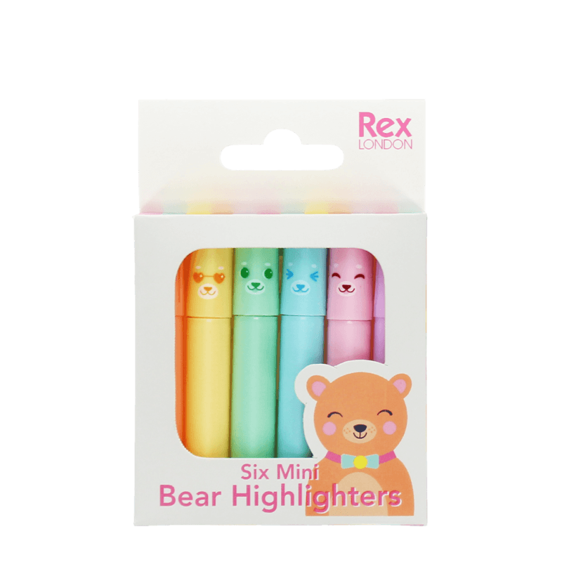 Rex London Mini Highlighters (set Of 6) - Bear