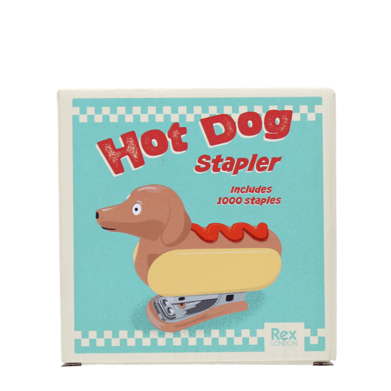 Rex London Mini Stapler With 1000 Staples - Hot Dog