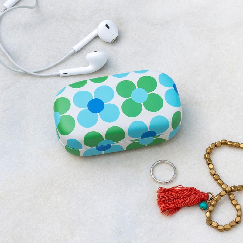 rex london Mini travel case - Blue and green Daisy