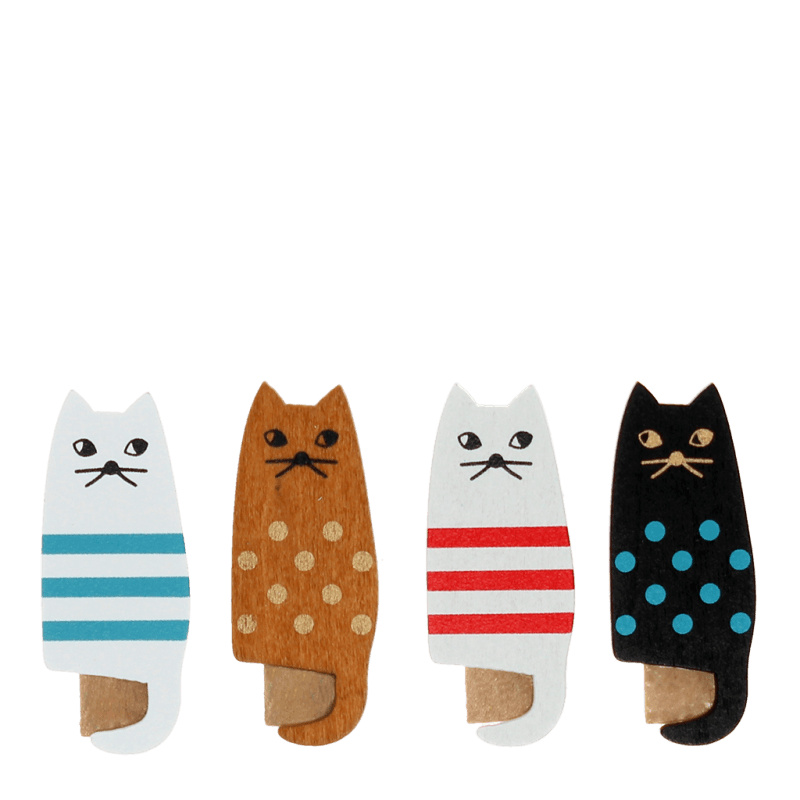Rex London Mini Wooden Pegs (set Of 4) - Cats
