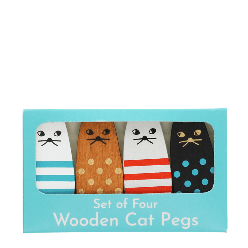 Rex London Mini Wooden Pegs (set Of 4) - Cats
