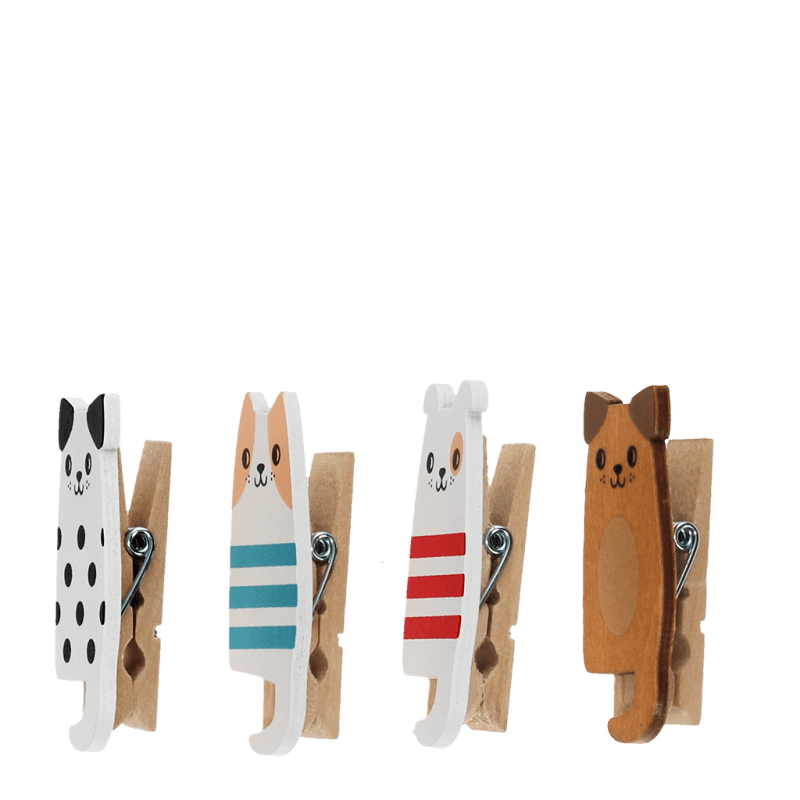 Rex London Mini Wooden Pegs (set Of 4) - Dogs