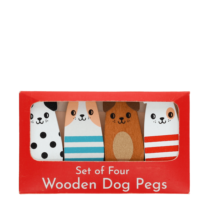 Rex London Mini Wooden Pegs (set Of 4) - Dogs