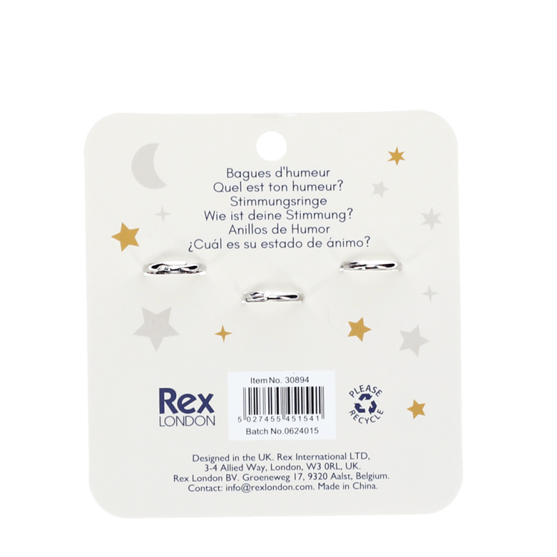 Rex London Mood Rings (set Of 3) - Heart Star & Moon