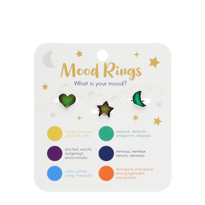 Rex London Mood Rings (set Of 3) - Heart Star & Moon