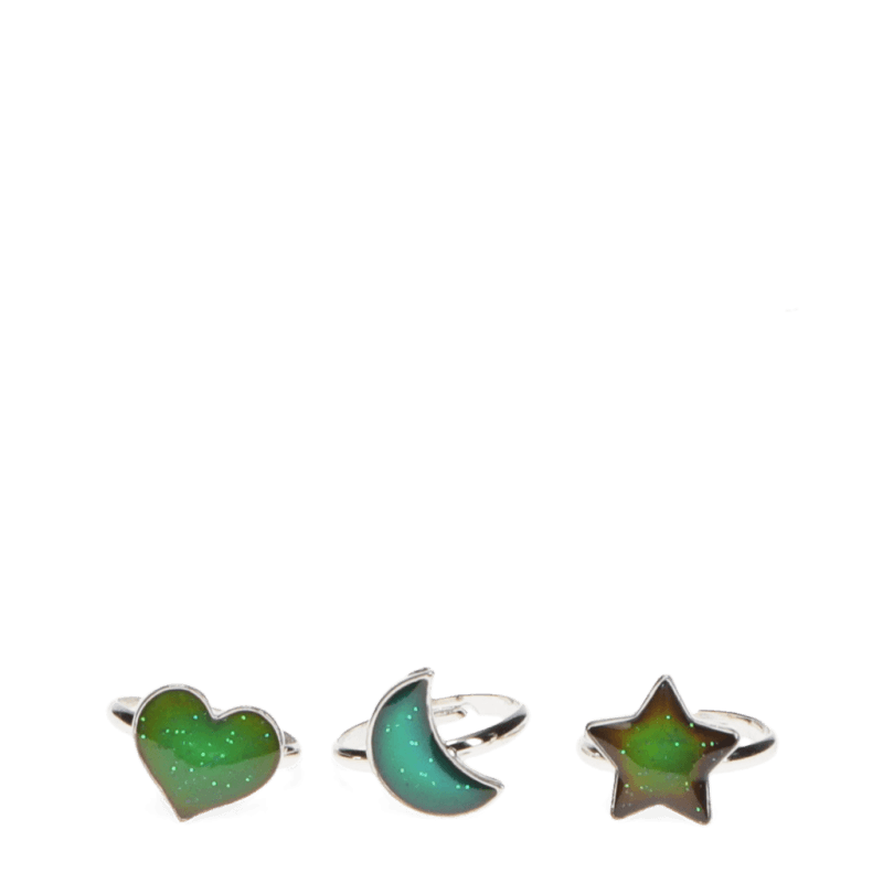Rex London Mood Rings (set Of 3) - Heart Star & Moon