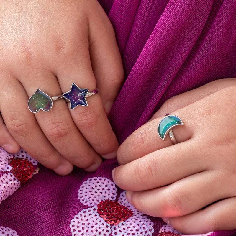 rex london Mood rings (set of 3) - Heart star & moon