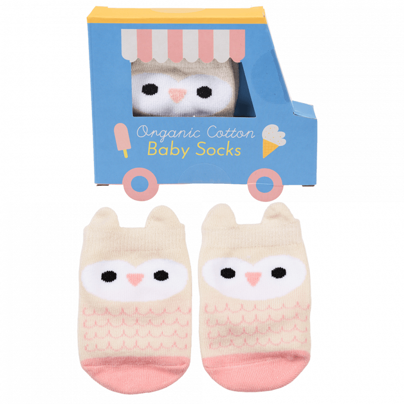 Rex London Pair Of Baby Socks - Pink Owl