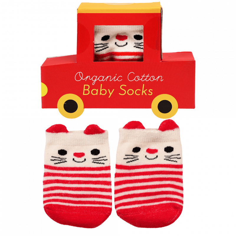 Rex London Pair Of Baby Socks - Red Cat