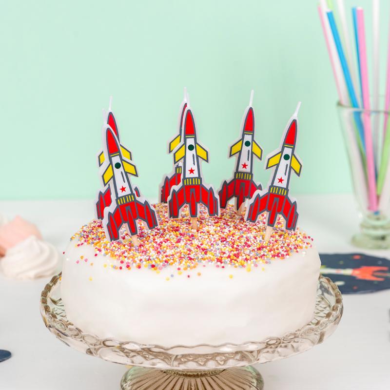 rex london Party cake candles (set of 6) - Space Age