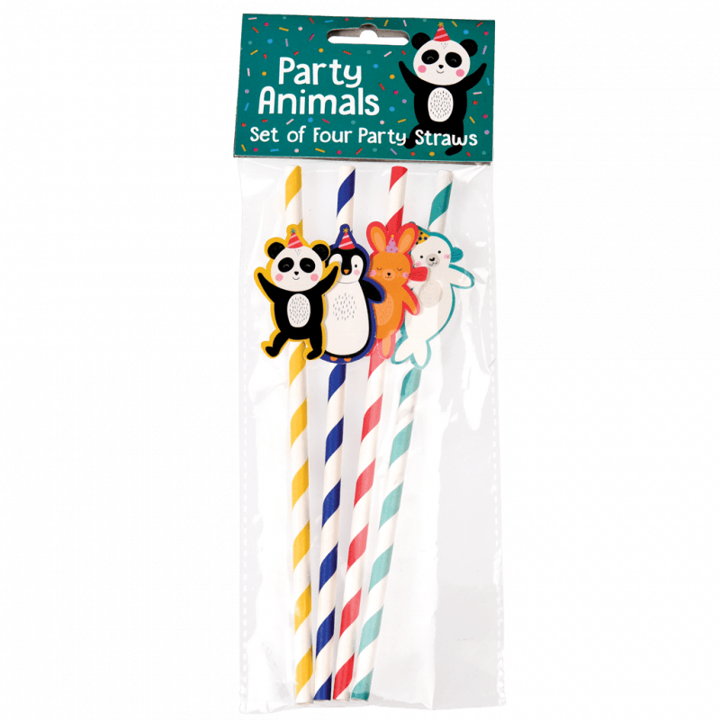 Rex London Party Straws (pack Of 4) - Party Animals