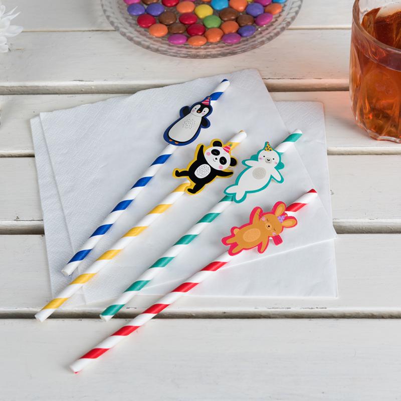 rex london Party straws (pack of 4) - Party Animals