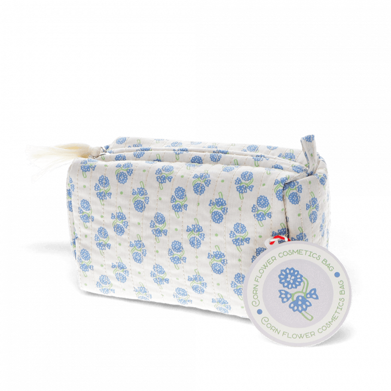 Rex London Quilted Makeup Bag - Cornflower