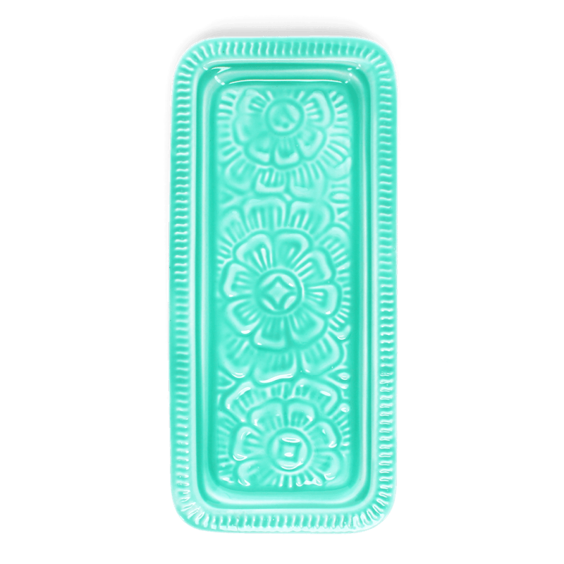 Rex London Rectangular Enamel Trinket Tray - Aqua