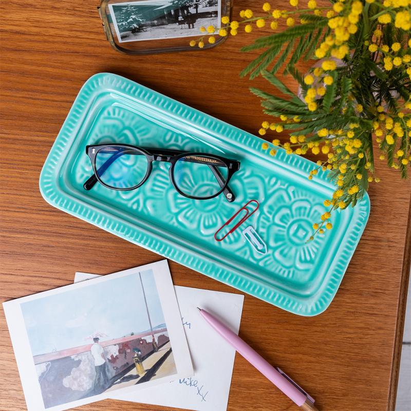 rex london Rectangular enamel trinket tray - Aqua