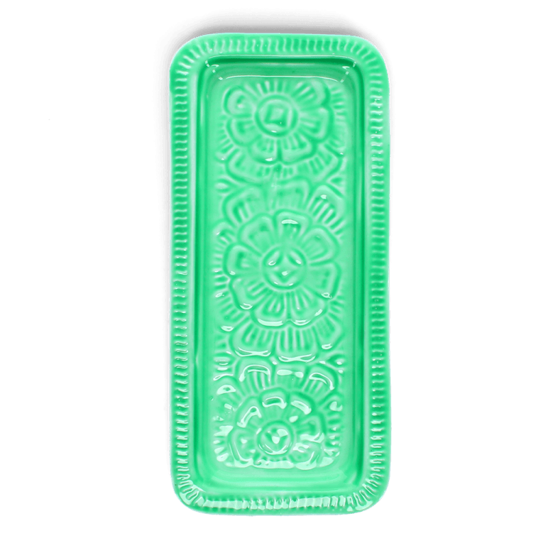 Rex London Rectangular Enamel Trinket Tray - Green