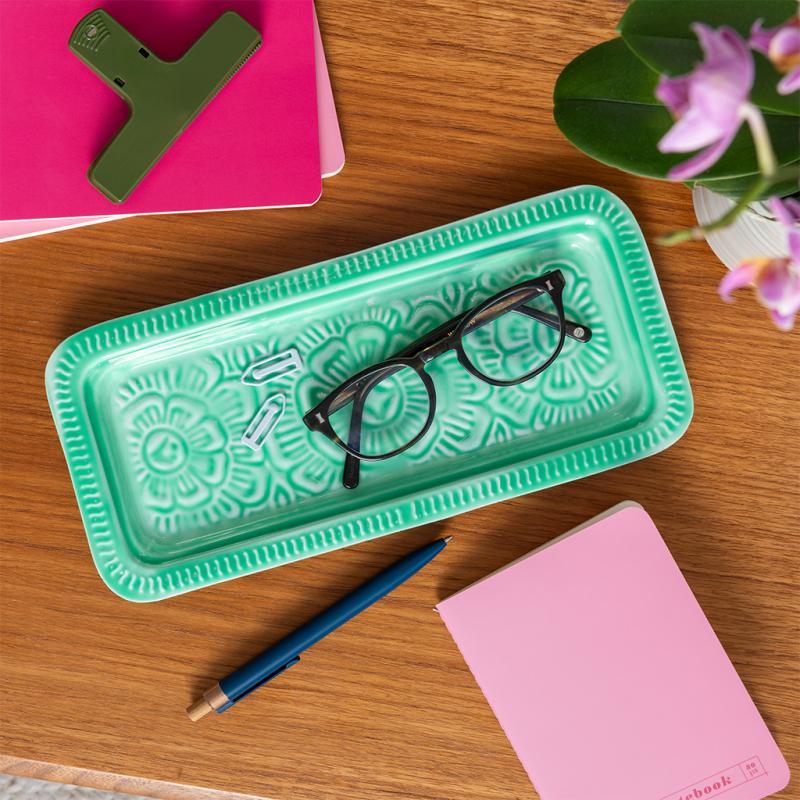 rex london Rectangular enamel trinket tray - Green