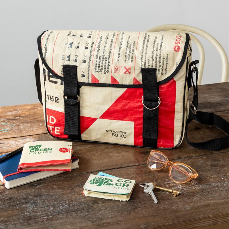 rex london Recycled cement bag courier satchel