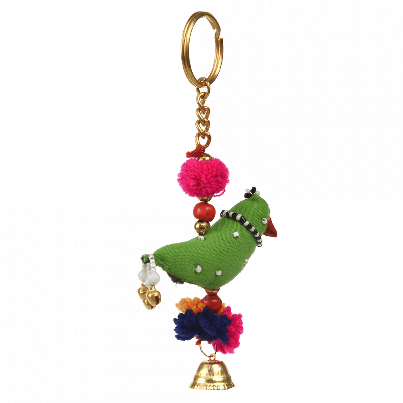 Rex London Recycled Cloth Keyring - Parrot & Bell