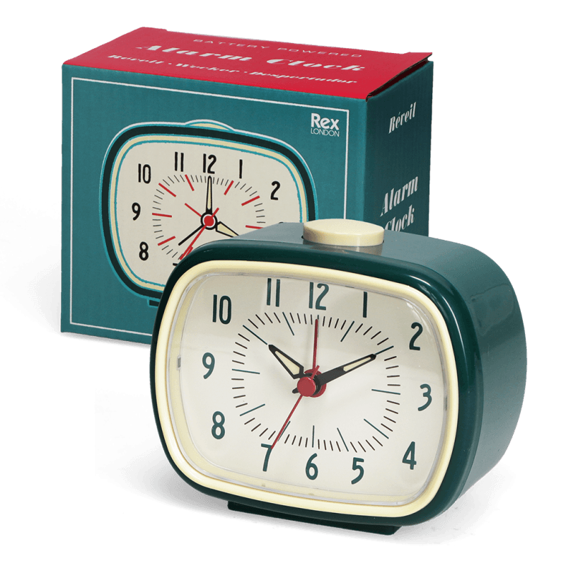 Rex London Retro Alarm Clock - Petrol Blue