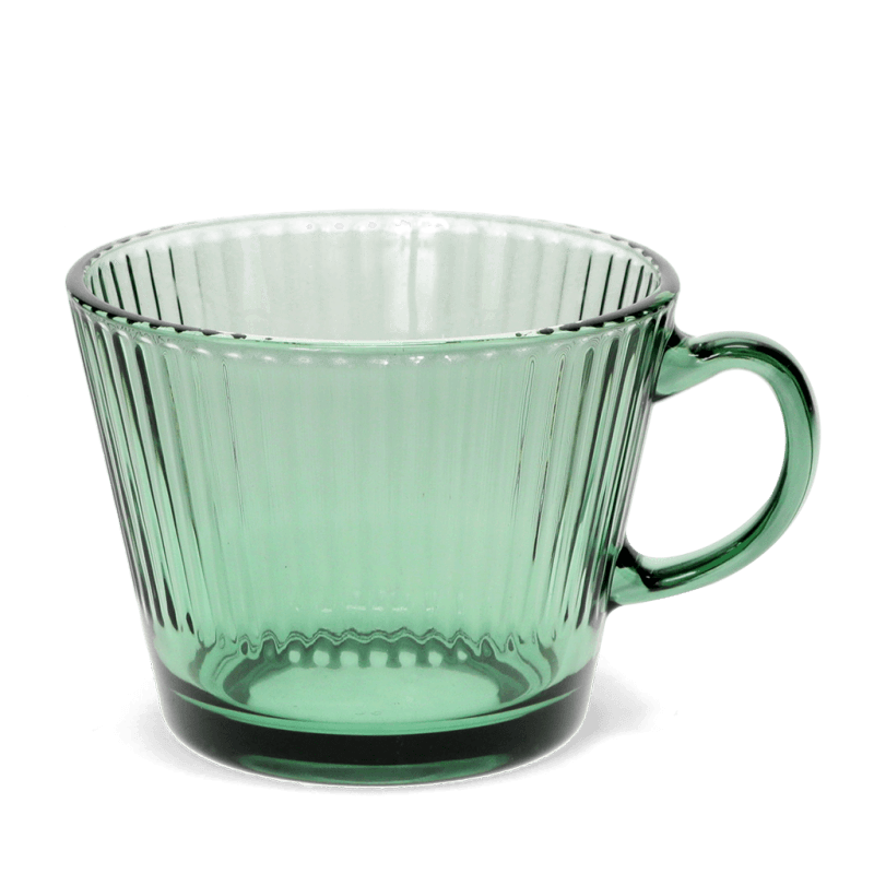 Rex London Retro Ribbed Glass Mug 400ml - Green