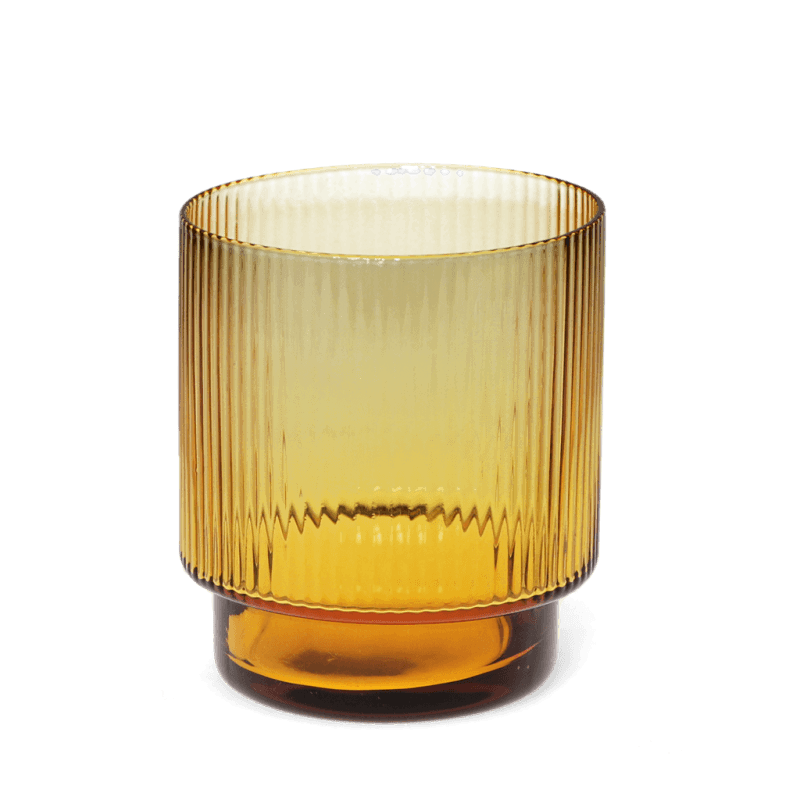Rex London Retro Ribbed Glass Tumbler 325ml - Amber