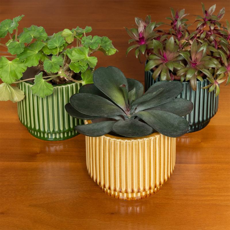 Rex London Ridged Plant Pot - Mustard