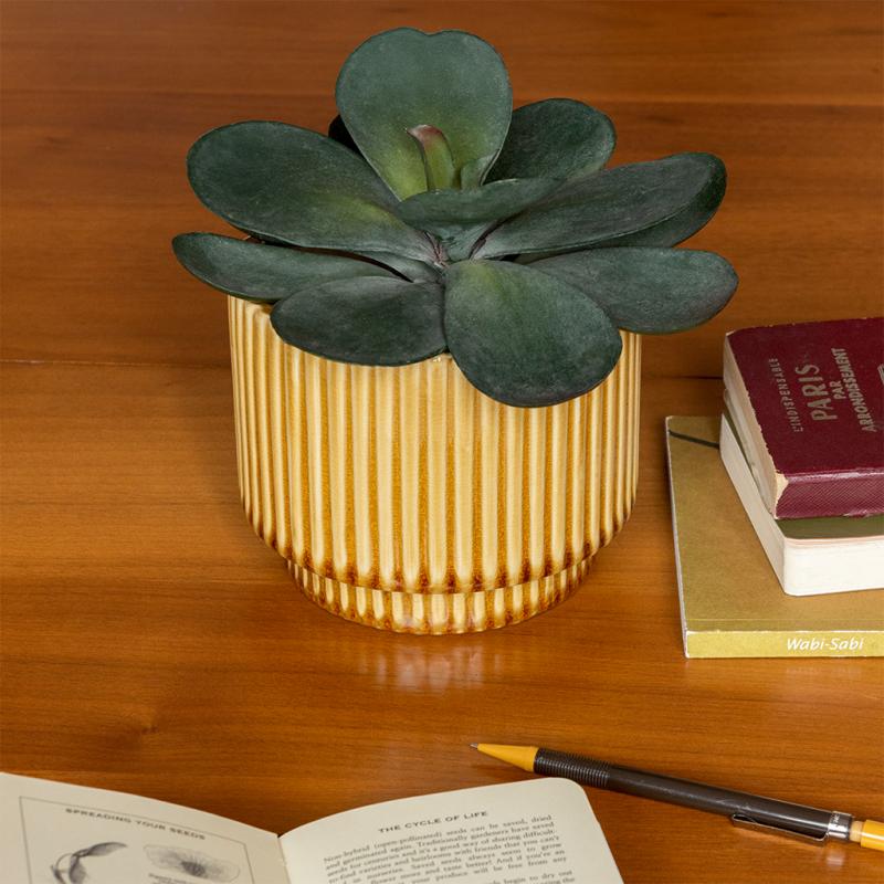 rex london Ridged plant pot - Mustard