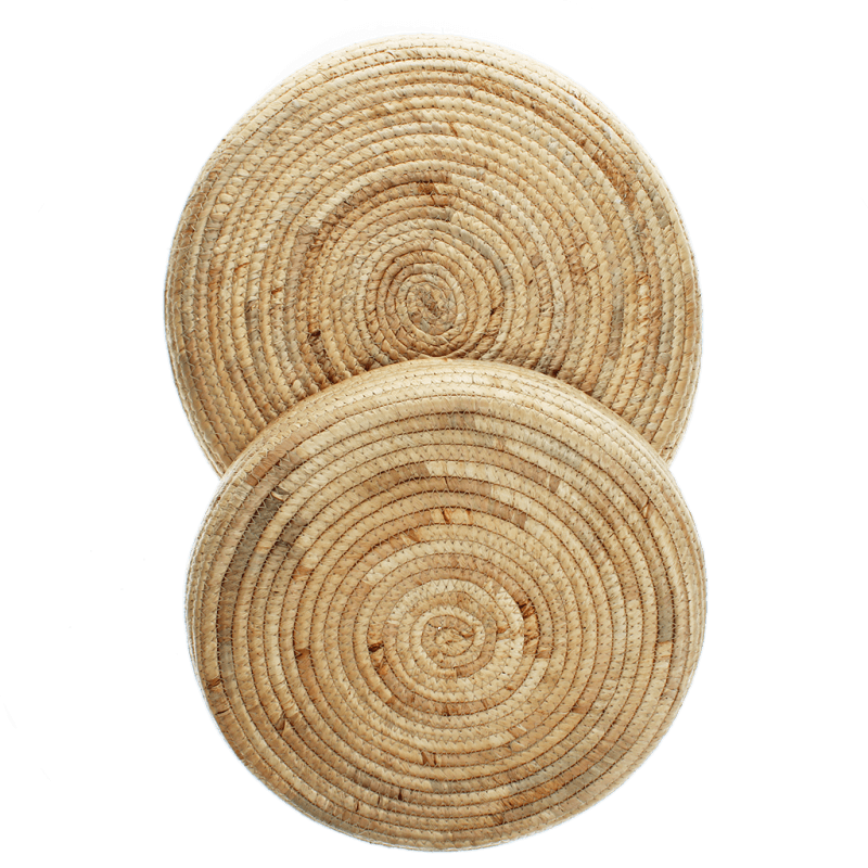 Rex London Round Water Hyacinth Trays (set Of 2)
