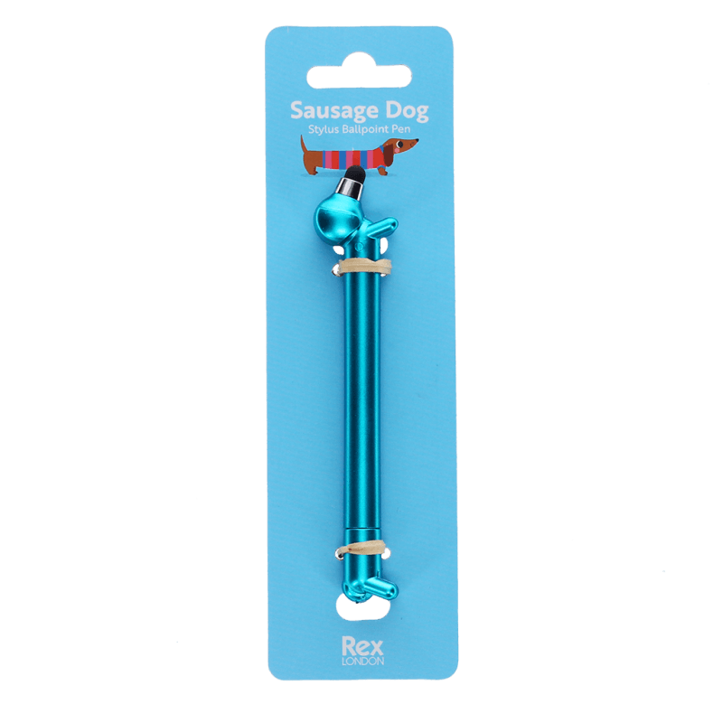 Rex London Sausage Dog Shaped Pen With Stylus - Blue