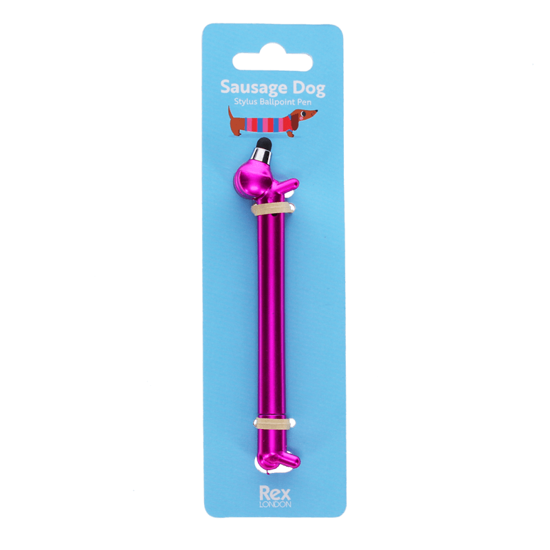 Rex London Sausage Dog Shaped Pen With Stylus - Pink