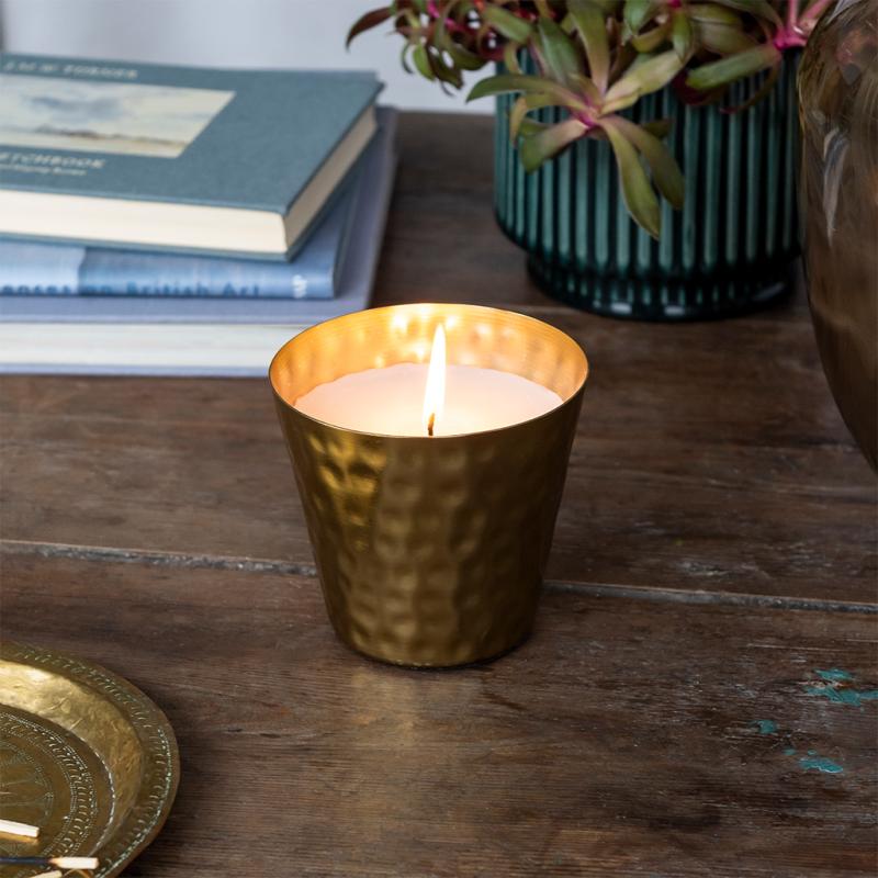 rex london Scented candle - Gold tone hammered metal