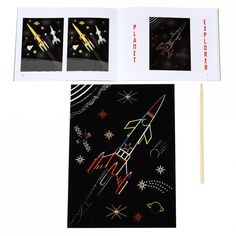 Rex London Scratch Art Set (4 Sheets) - Space Age