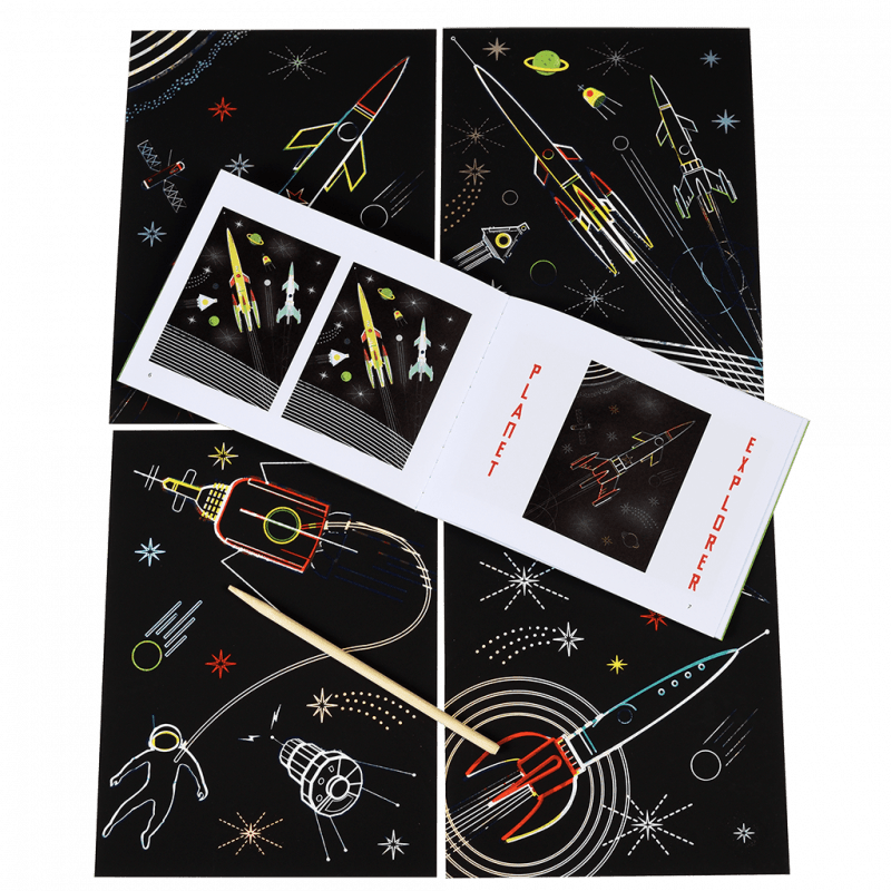 Rex London Scratch Art Set (4 Sheets) - Space Age