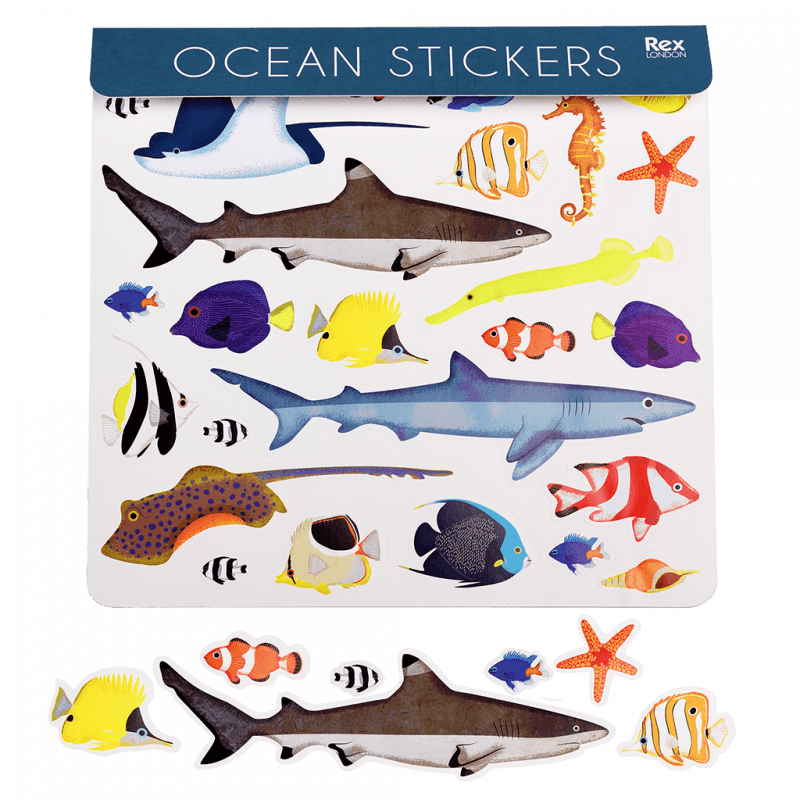 Rex London Shark Stickers (3 Sheets) - Ocean Animals