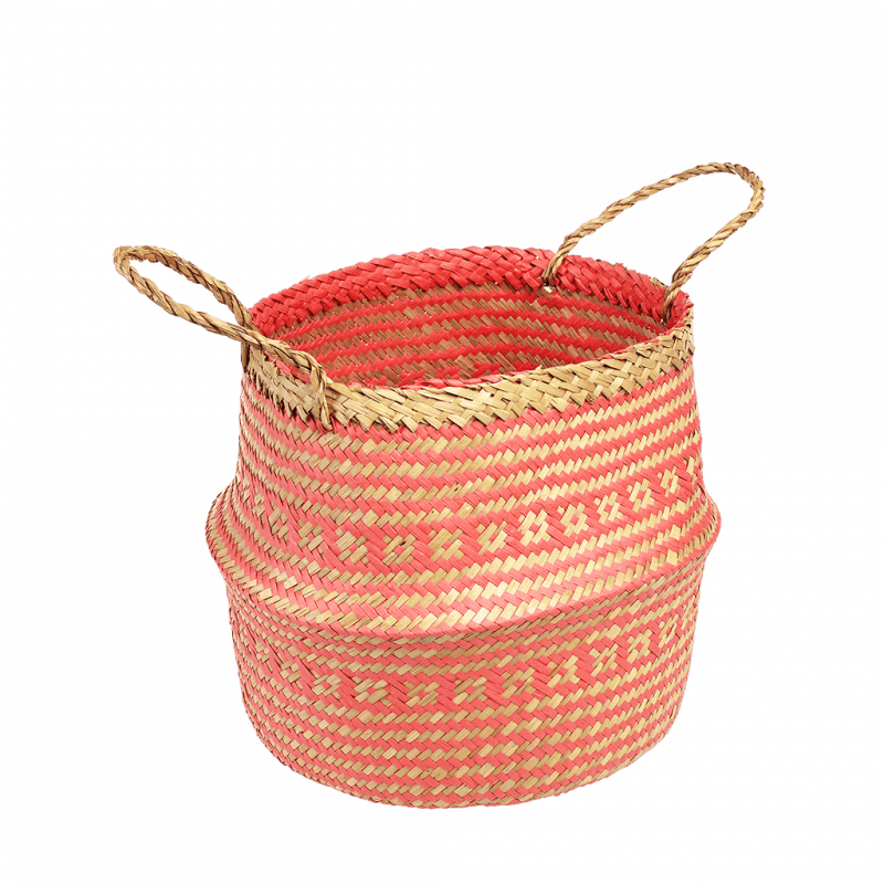 Rex London Small Seagrass Belly Basket - Coral