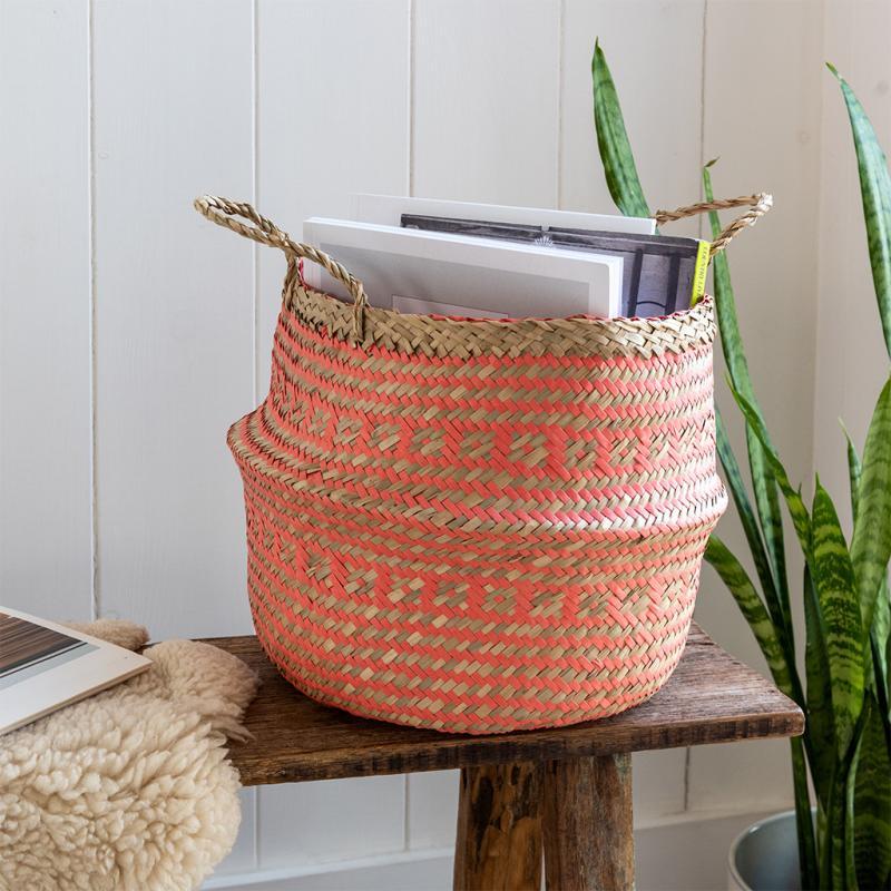 rex london Small seagrass belly basket - Coral
