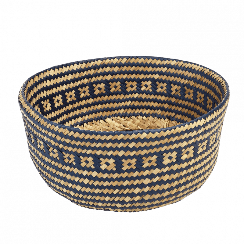 Rex London Small Seagrass Belly Basket - Navy Blue
