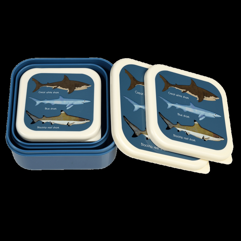 Rex London Snack Boxes (set Of 3) - Sharks