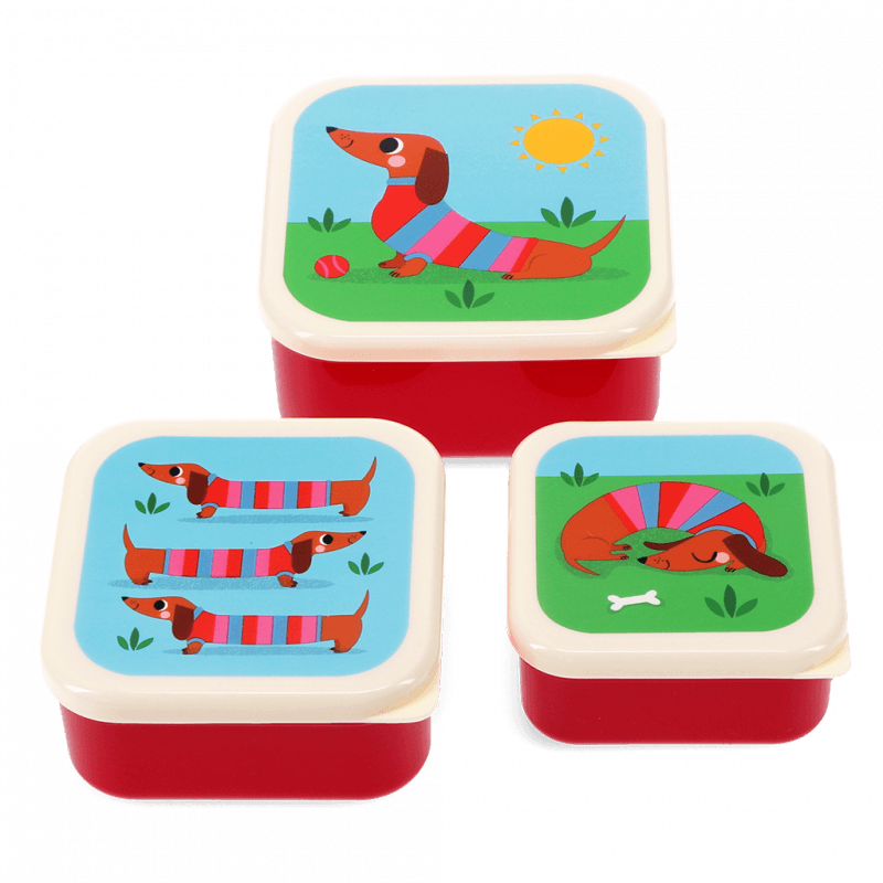 Rex London Snack Boxes (set Of 3) - Sunny Sausage Dog