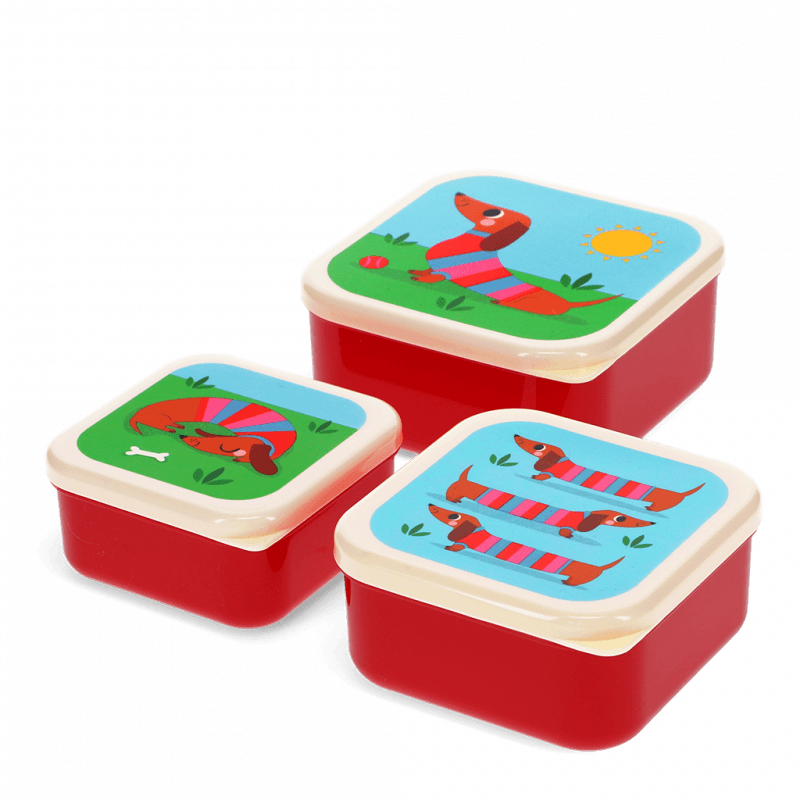 Rex London Snack Boxes (set Of 3) - Sunny Sausage Dog