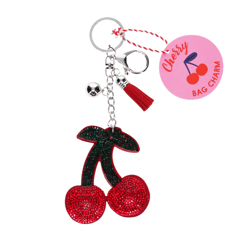 Rex London Sparkly Keyring Bag Charm - Cherry