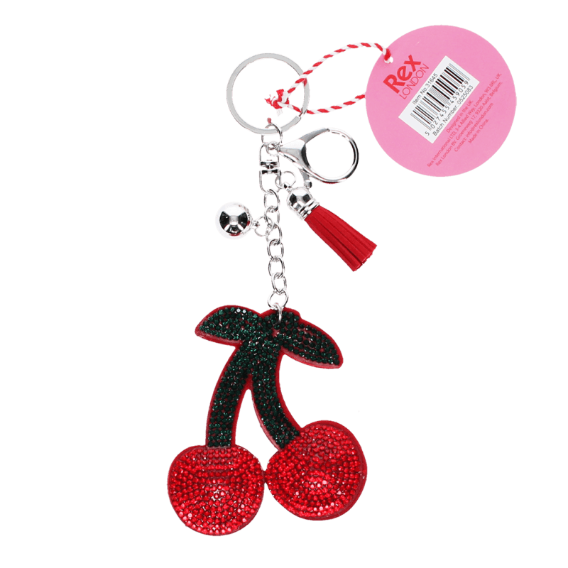 Rex London Sparkly Keyring Bag Charm - Cherry