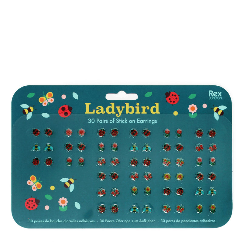 Rex London Stick On Earrings (30 Pairs) - Ladybird