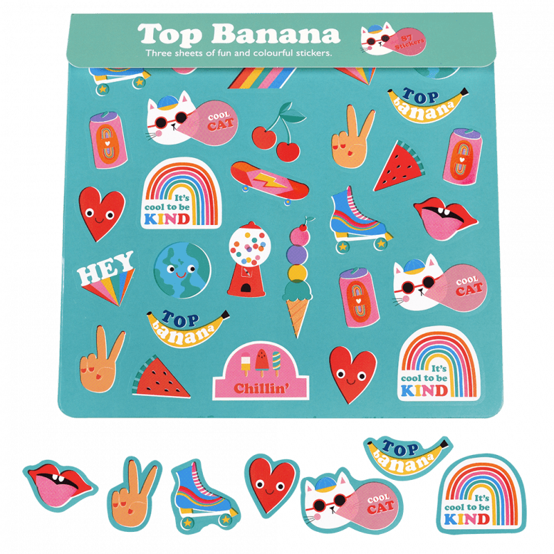 Rex London Stickers (3 Sheets) - Top Banana