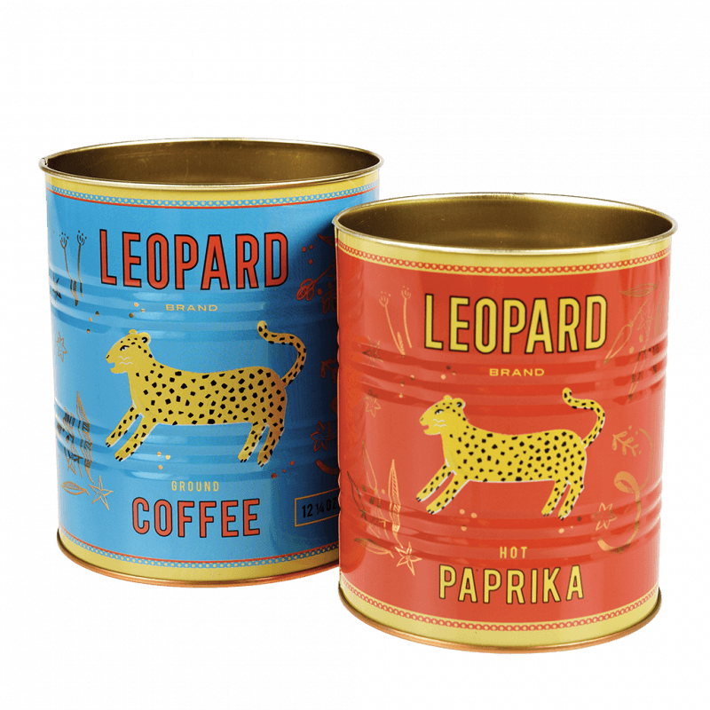 Rex London Storage Tins (set Of 2) - LEOPARD
